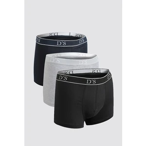 Ds Damat Karma Renk Beli Lastikli Marka Logolu Likralı Esneyebilen 3'lü Boxer Set 4HC44ORTBS03