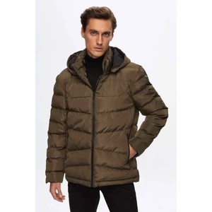 Regular Fit Haki Şişme Kapüşonlu Mont 9HF07ORT0808