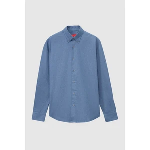Regular Fit Indigo Düz Kışlık Gömlek 7HC02ORT13265