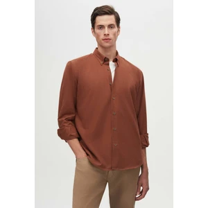 Regular Fit Kahverengi Düz Kışlık Gömlek 7HC02ORT13265