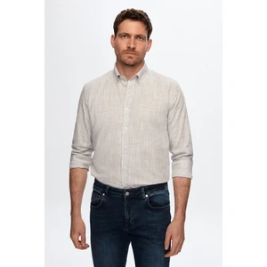 Slim Fit Vizon Keten Görünümlü Gömlek 0HC02ORT05265