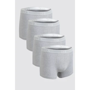 Ds Damat Gri Beli Lastikli Marka Logolu Likralı Esneyebilen 4'Lü Boxer Set 4HC44ORTBS04