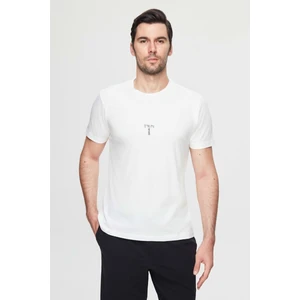 Regular Fit Beyaz Baskılı %100 Pamuk T-shirt 2EC14ORT05214