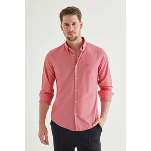 Slim Fit Fuşya Pötikare Gömlek 8HC02ORT10265