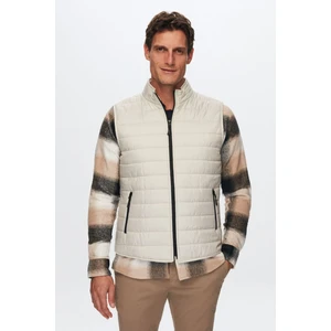 Regular Fit Taş Dik Yaka Elyaf Dolgulu Mevsimlik Fermuarlı Yelek Mont 7HF07ORT42611