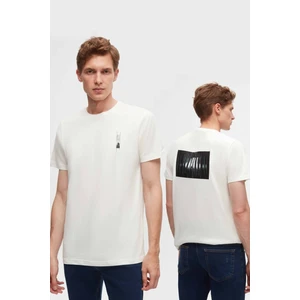 Regular Fit Beyaz Baskılı %100 Pamuk T-shirt 2EC14ORT05213