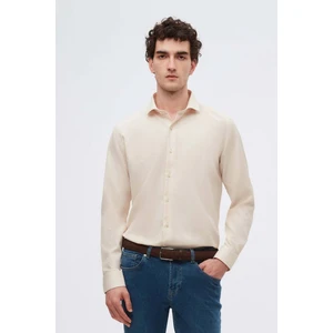 Slim Fit Bej Italyan Yaka Armürlü Uzun Kollu Kolay Ütülenebilir Nefes Alan Dört Mevsim Göml 2HF02ORT3185