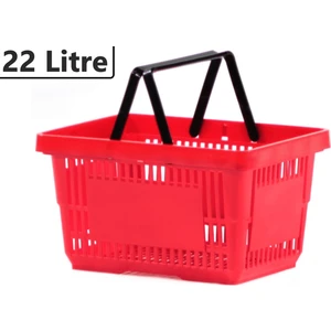 Plastik Market Alışveriş El Sepeti 22 Litre Kırmızı