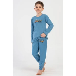 Erkek Çocuk 2 İplik Uzun Kol Mavi Pijama Takım C6T3N1O304