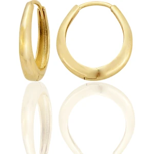 Shiny Spectra 14 Ayar Altın Sade Halka Huggie Küpe Sarı Altın D027