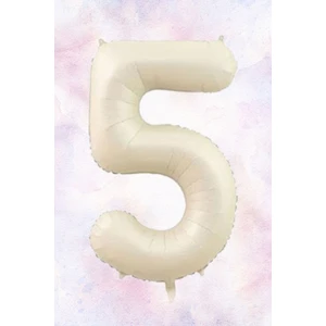 Atölye Mi Retro Krem 5 Yaş Balonu Krem Rakam Folyo Balon 80CM