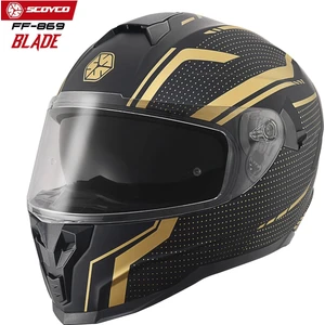 FF-869 Blade Mat Siyah-Gold Güneş Vizörlü Kapalı Kask