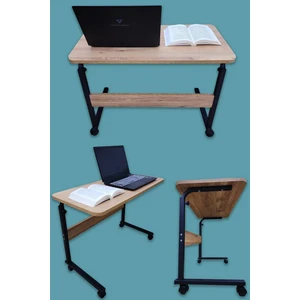 Laptop Sehpası ve Çalışma Masası Yükseklik Ayarlı Tekerlekli Oval Kenar