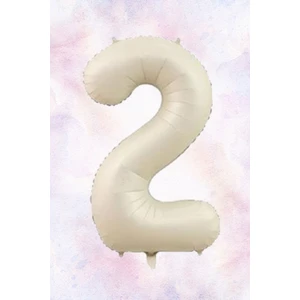 Atölye Mi Retro Krem 2 Yaş Balonu Krem Rakam Folyo Balon 80CM