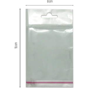 8*15 Sedefli Askılı (Askı Kısmı Beyaz) Bantlı OPP (Parlak-Şeffaf) Jelatin 1000 Adet