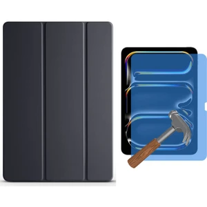 Apple ipad 9.7 2017 5.nesil Kılıf Yatay Standlı Arkası Sert P.c Güçlü Mıknatıslı Smart Kılıf + 9h Temperli Nano Ekran Koruyucu