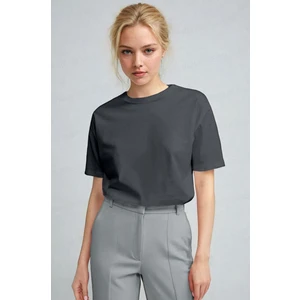 Teenage Millionaire Kadın Füme  Nefes Alan Bisiklet Yaka Regular Fit Normal Kesim Baskisiz Basic T-Shirt