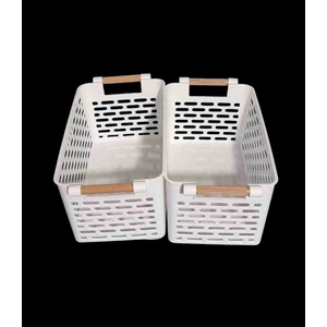 Newstore Home Çok Amaçlı Organizer Düzenleyici Plastik Saplı Sepet Beyaz (2 Adet)