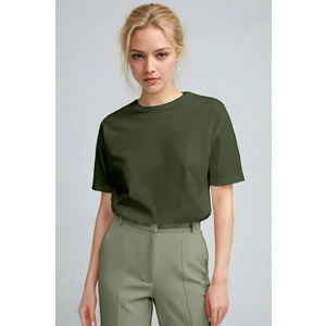 Teenage Millionaire Kadın Haki  Nefes Alan Bisiklet Yaka Regular Fit Normal Kesim Baskisiz Basic T-Shirt