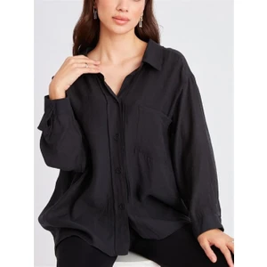 4612 Omzu Düşük Oversize Gömlek Siyah