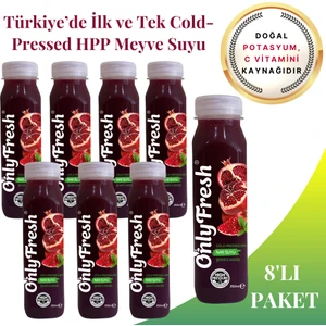 Only Fresh Nar Suyu Taze Soğuk Sıkım%100 Saf 250ml x 8 Adet