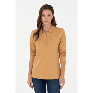 U.S. Polo Assn. Kadın Camel Basic Polo Yaka Sweatshirt 50289541-VR015