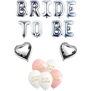Atölye Mi Gümüş Bride To Be Balon Seti Kalp Balonlu Bride Parti Balon Süsleme Seti