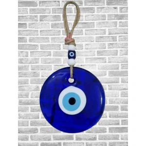 Erdoğan Hobi Nazar Süs Cam Nazar Boncuğu Jut Ipli  13cm Nazarlık Süs Bahçe Süs Balkon Süs Duvar Süs