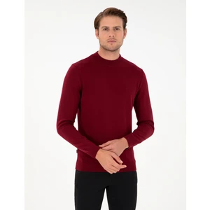 Pierre Cardin Erkek Vişne Slim Fit Yarım Balıkçı Yaka Basic Triko Kazak 50296564-VR223