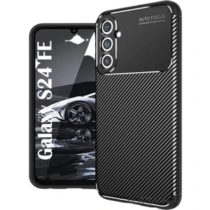 M.TK Moveteck Samsung Galaxy S24 Fe Kılıf Kamera Kormalı Karbon Desenli Renk Atmaz Koruyucu Silikon Kapak Negro