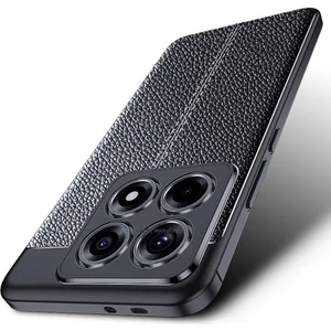M.TK Moveteck Xiaomi Mi 14T Pro Kılıf Kamera Korumalı Deri Görünümlü Yumuşak Kaymaz Silikon Premium Soft Mat Kapak