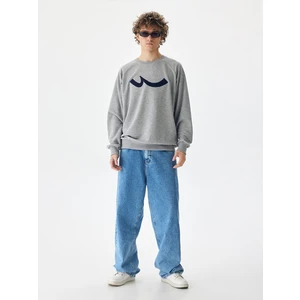 Ltb Sıgnlı Sıfır Yaka Uzun Kollu Regular Fit Gri Sweatshırt