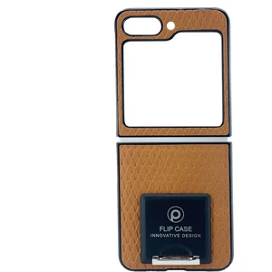 Samsung Galaxy Z Flip 5 Uyumlu Suni Deri Arka Koruma Kılıf