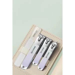 Deri Çantalı 4 Parça Çelik Tırnak Makası - Cam Törpü Seti