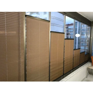 Yazar Home Katlanabilir Cam Balkon Perdesi Kahverengi (Vidalı Veya Kancalı Montaj)