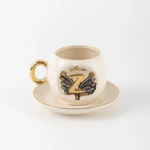 Bsk Ceramics Handmade Harfli Melek Kahve Fincanı Siyah Z Harfi