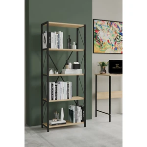 Rosa 5 Raflı Metal Kitaplık Safir Meşe