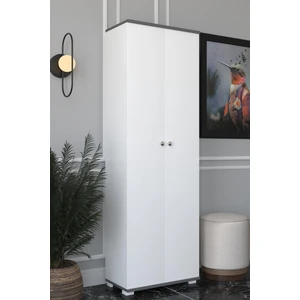 8 Raflı Çok Amaçlı Mutfak, Banyo, Kiler Dolabı Antrasit / Beyaz