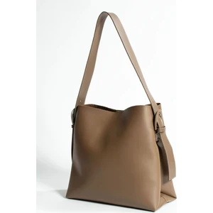 Kadın Toka Detaylı Yumuşak Deri Çıtçıt ve Fermuarlı Iç Bölme Shopper Çanta LF9039-MANGO