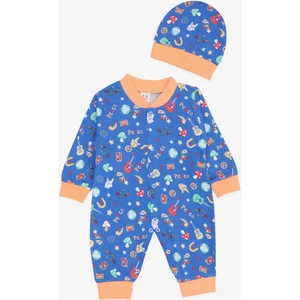 Erkek Bebek Tulum Barış Temalı 0-3 Ay-6 Ay, Saks Mavisi