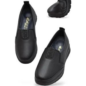 0240 Taşlı Rahat Ortopedik Taban Günlük Kadın Ayakkabı Babet Kadın Kışlık Ayakkabı