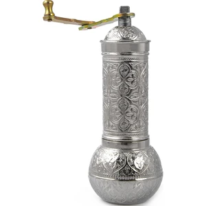 Glıos Gümüş Renk Zamak Karabiber, Kahve, Çörek Otu Ve Haşhaş El Değirmeni Öğütücü Grinder – 18 Cm