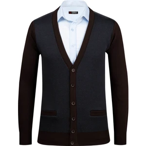 Çizgi Triko Erkek Battal Hırka Triko Kazak Desenli Kol ve Bel Lastikli Çelik Örgü Klasik Kalıp - 5014MB