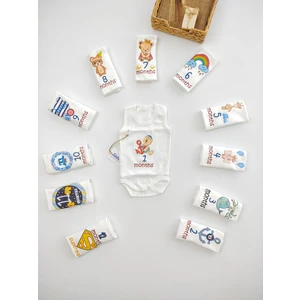 Aylık Badi Set 12 Ay Her Ay Özel Baskılı Kolsuz Çıtçıtlı Erkek Body STL5025