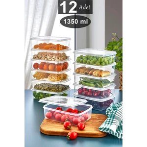 Krm Home Large 12 Adet 1,35 Lt Dondurulmuş Öğünlük Et ve Sebze Saklama Kabı - Porsiyon Buzluk Kıyma Kutusu