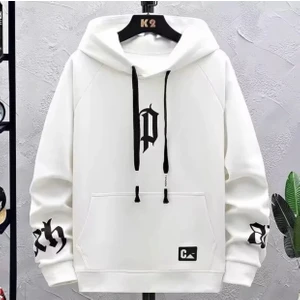 Amor Man Büyük Beden Özel Tasarım Kapüşonlu Tribal P Baskılı Süper Oversize Battal Erkek Sweatshırt