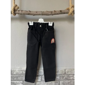 Linoş Kids Kız Çocuk Gökkuşağı Nakış Detaylı Mom Jean Kot Pantolon