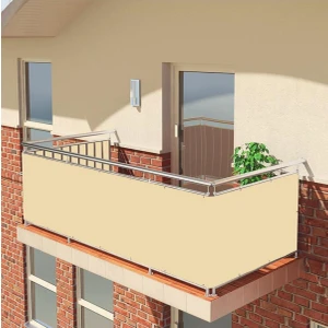 Devrim Çeyiz Tekstil Bej Dört Tarafı Bağcıklı Balkon Demiri Perdesi