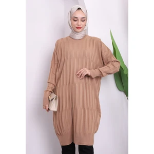 Bisküvi Bisiklet Yaka Merserize Salaş Triko Tunik