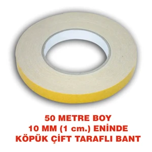Çift Taraflı Köpüklü Bant 50 Metre Uzunlukta (10 Mm - 1 Cm) Eninde